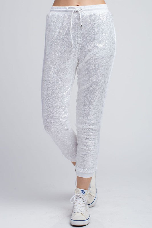 Fashion Silver Sequence Jogging Pants