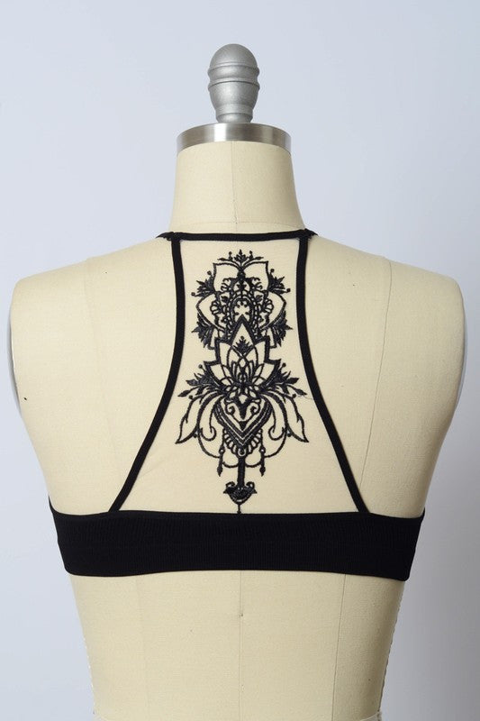 Embroidered Black Bralette
