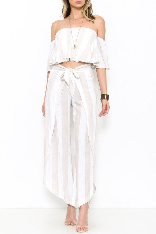 Summer Beige Marine Cut Out Pants