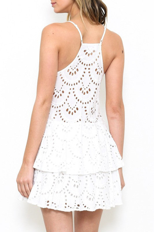 Fashion Summer White Lace Detail Dress
