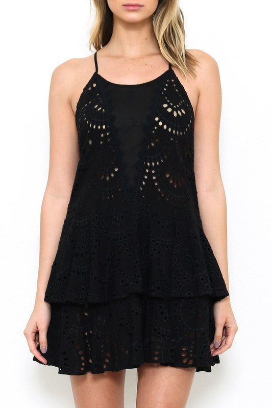 Fashion Summer Black Lace Detail Dress