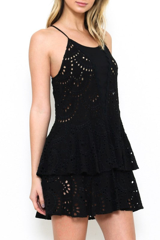 Fashion Summer Black Lace Detail Dress