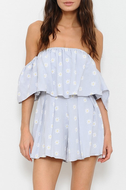 Summer Off Shoulder Daisy Delicate Romper