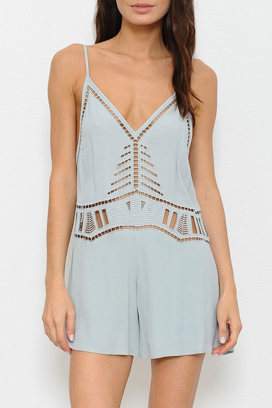 Elegant Cut Out Light Green Romper