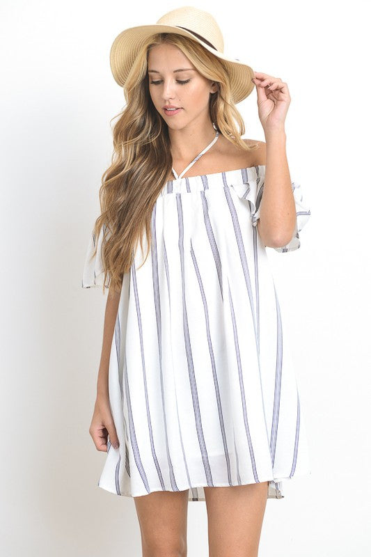 Summer Marine Off Shoulder Dress
