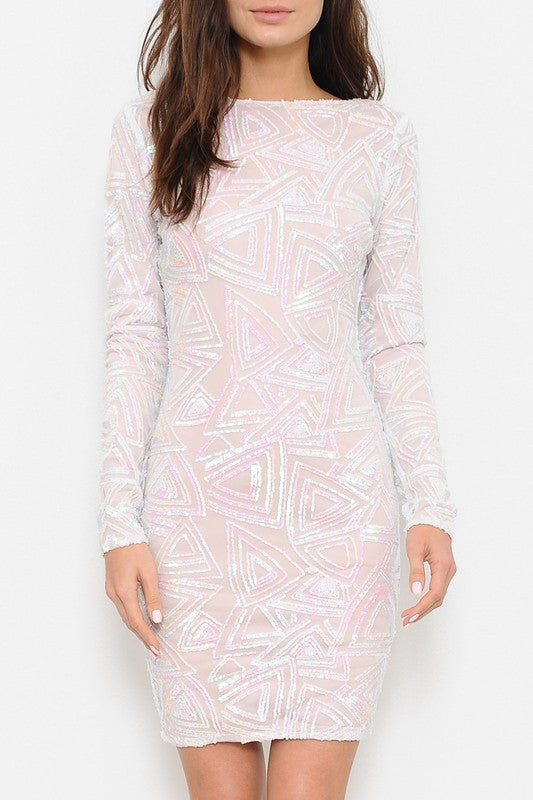 Elegant Open Back Multi-Color Sequence Dress