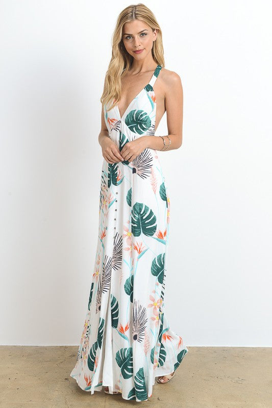 Summer Multi-Color Floral Print Maxi Dress