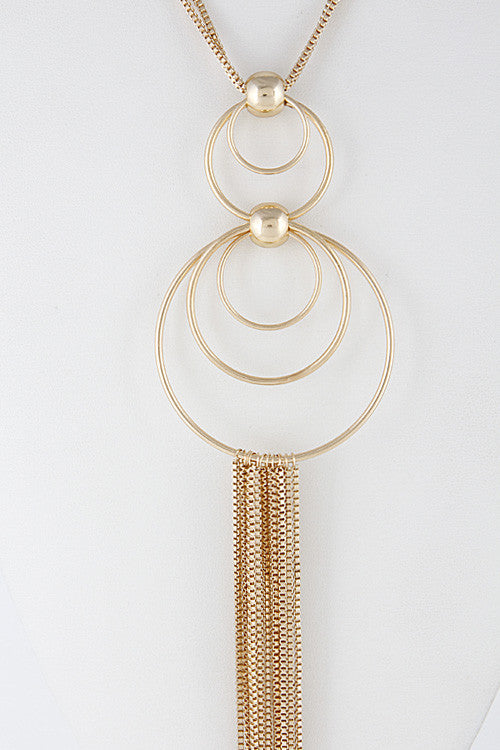 Elegant Long Necklace With Multi Circle