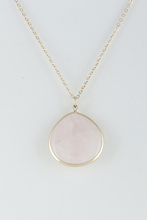 Elegant Tear Drop Long Gold Pink Necklace
