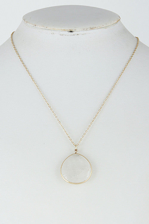 Elegant Tear Drop Long Gold White Necklace