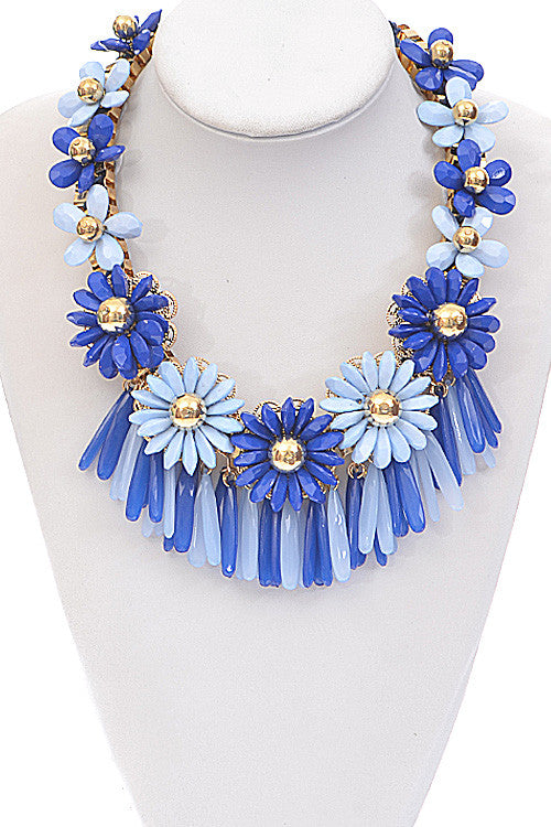 Blue Flower Statement Necklace