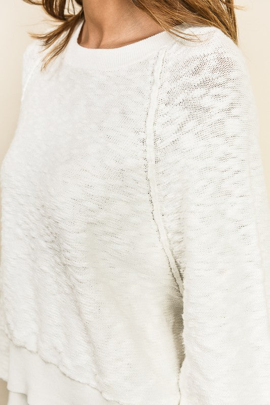 Fashion Puffy Sleeve White Sweater