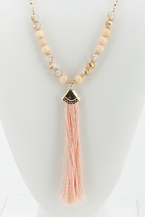 Gold Peach Bead Necklace