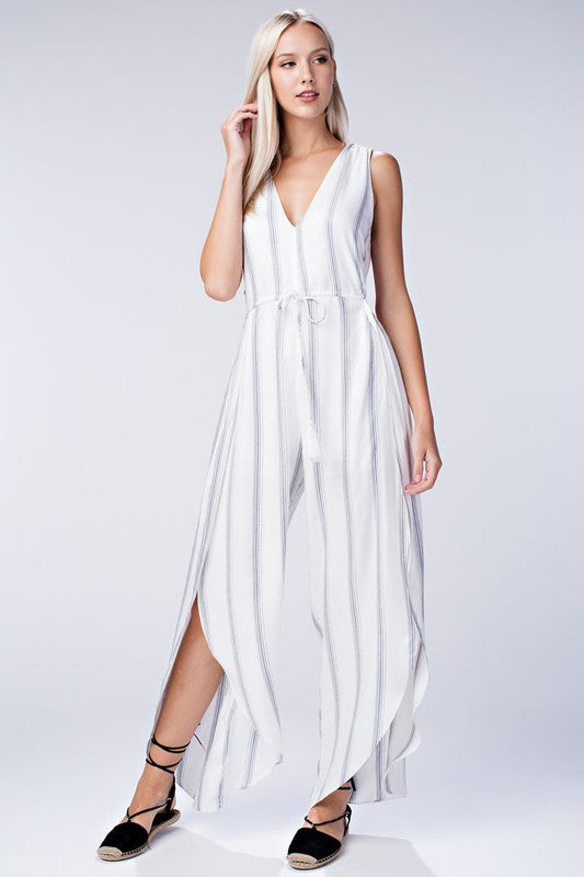 Fashion Contrast White Casual Jumpsuit