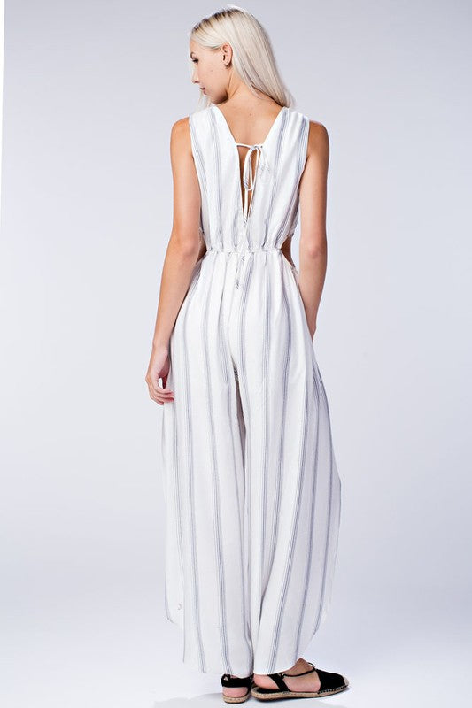 Fashion Contrast White Casual Jumpsuit