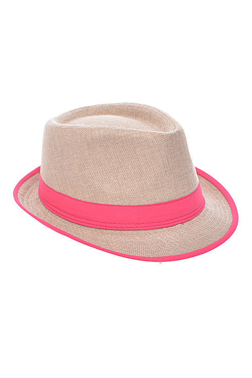 Summer Neon Pink Strapped Straw Hat