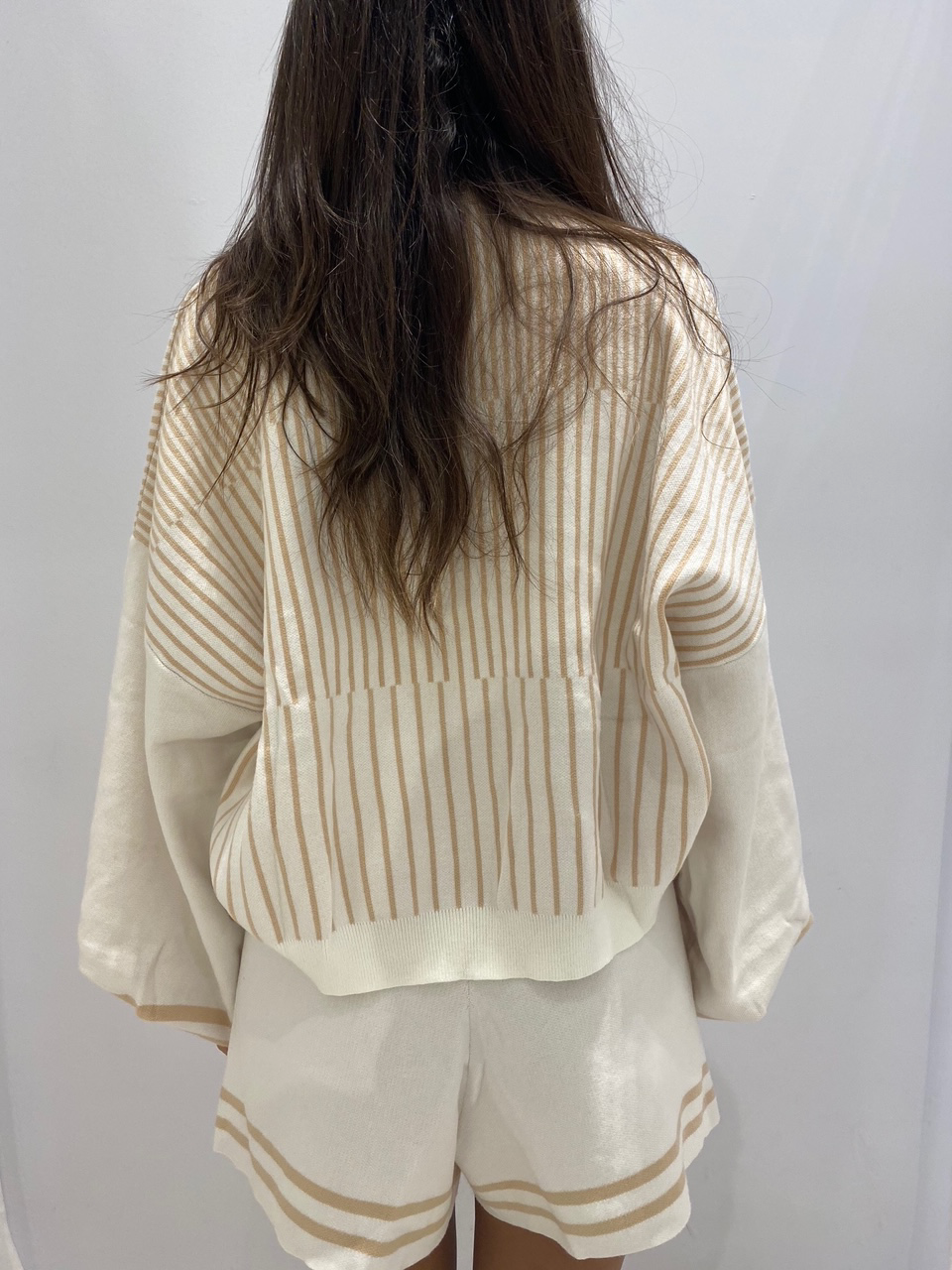 Fashion Puffy Sleeve Beige Casual Sweater