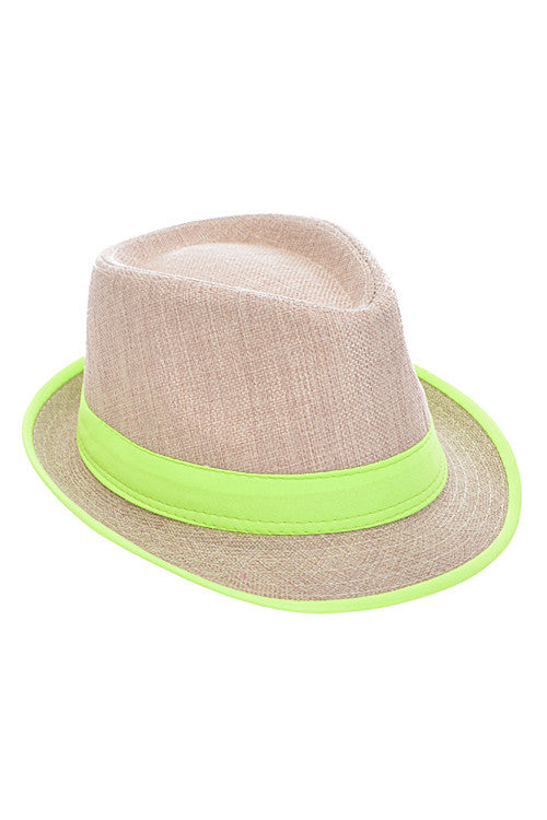 Summer Neon Yellow Strapped Straw Hat