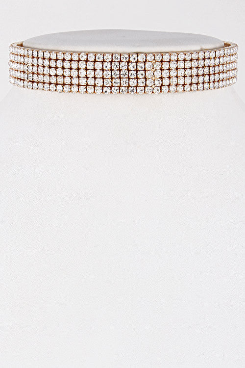 Fashion Gold Rhinestone Open Choker Necklace