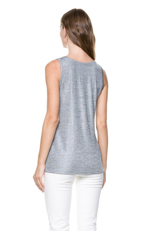 Casual Shimmer Silver Tank Top