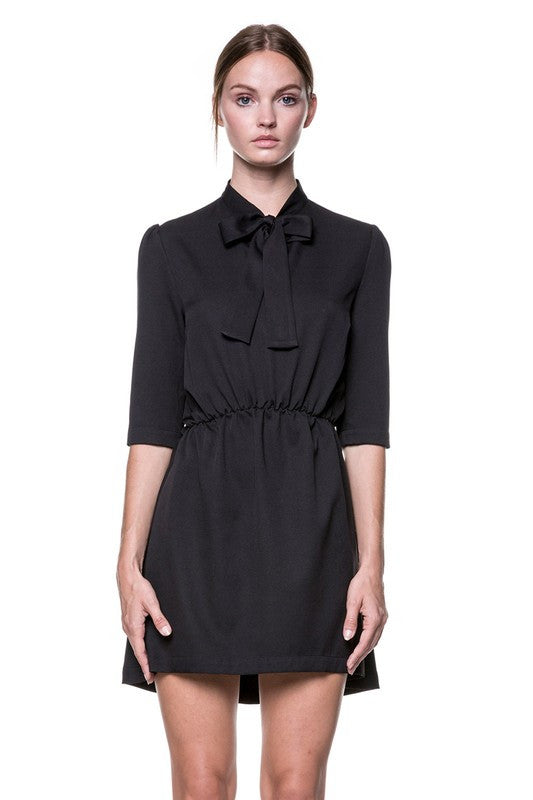 Fashion Bow Detail Black Dress