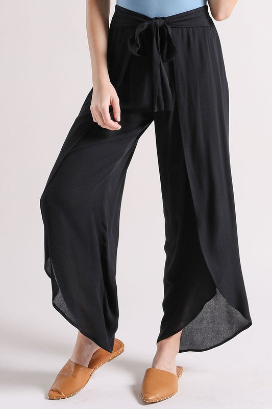 Fashion Summer Black Cut Out Tie-Up Pants