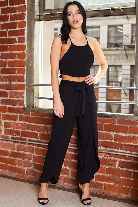 Fashion Black Cut Out Pants