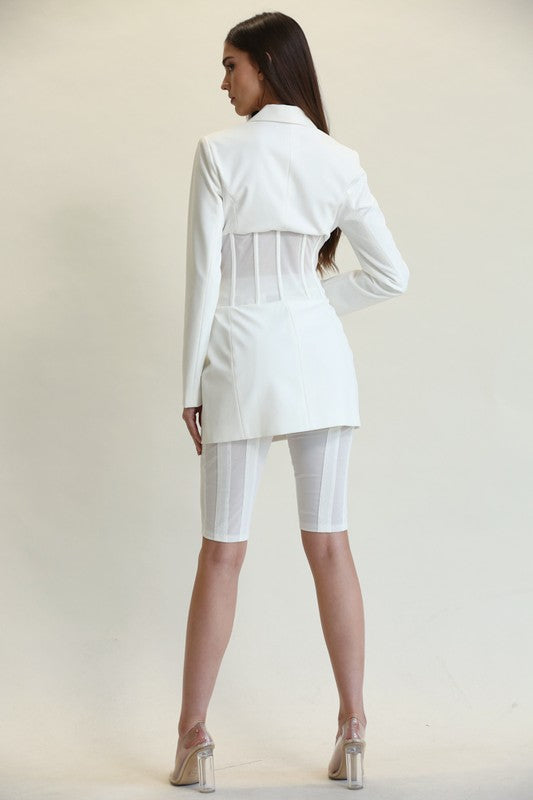 Fashion White High Waisted Corset Shorts S / White Fashion White High Waisted Corset Shorts S / White