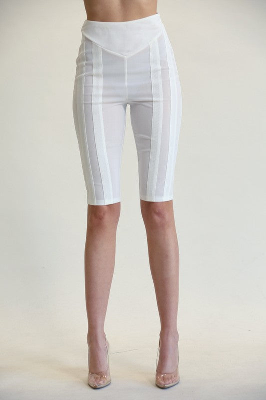 Fashion White High Waisted Corset Shorts