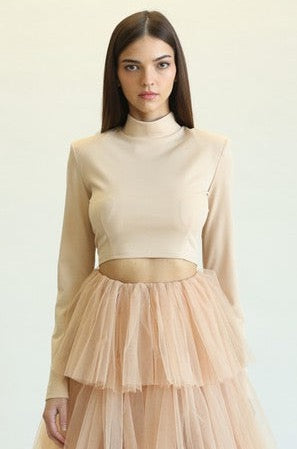 Elegant Posie Crop Top with Long Sleeve