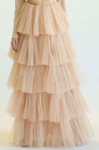 Elegant Posie High Waisted Layered Ruffle Maxi Skirt