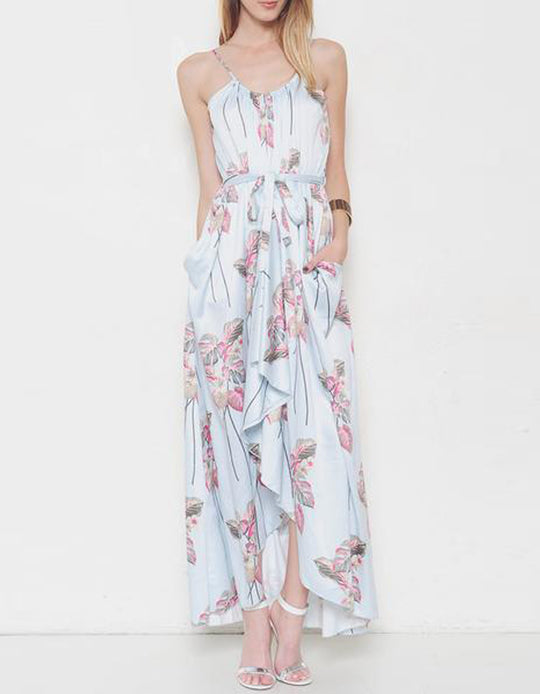 Blue Summer Floral Maxi Dress