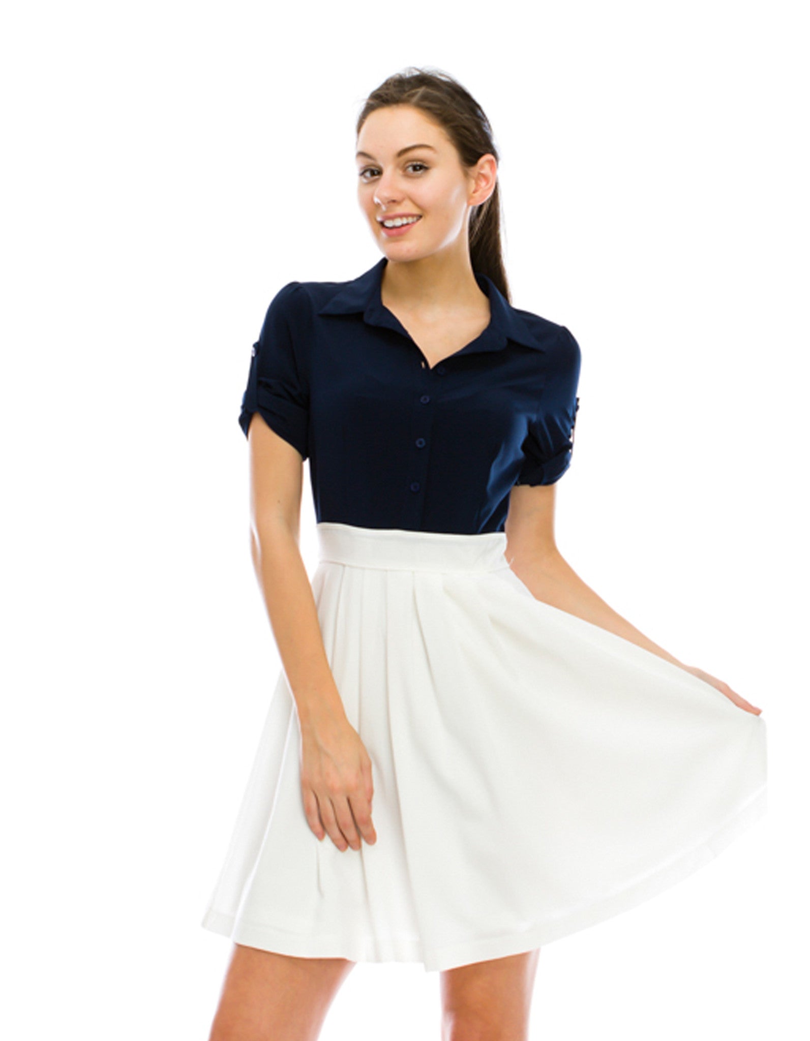 Blue White Shirt Dress – EDITE MODE