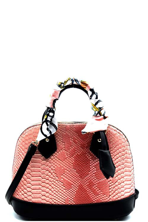 Fashion Animal Print Pink Round Satchel Mini Bag with Scarf