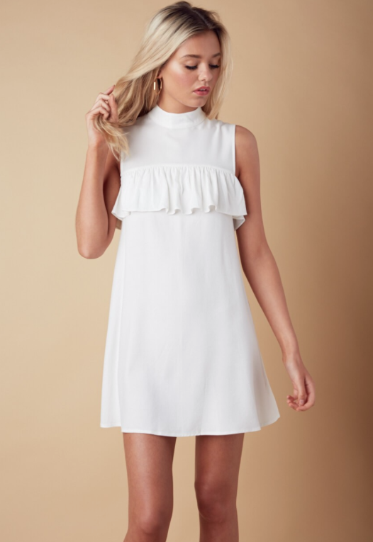 Summer White Collar Ruffle Dress
