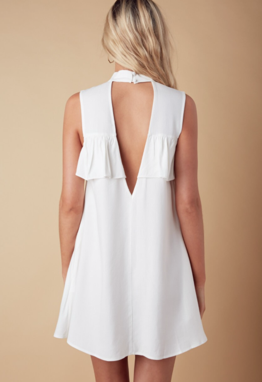Summer White Collar Ruffle Dress