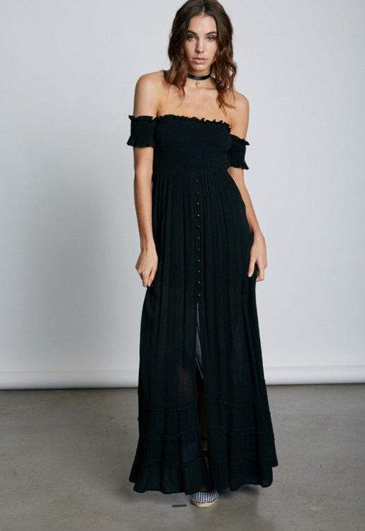 Summer Off Shoulder Black Maxi Dress