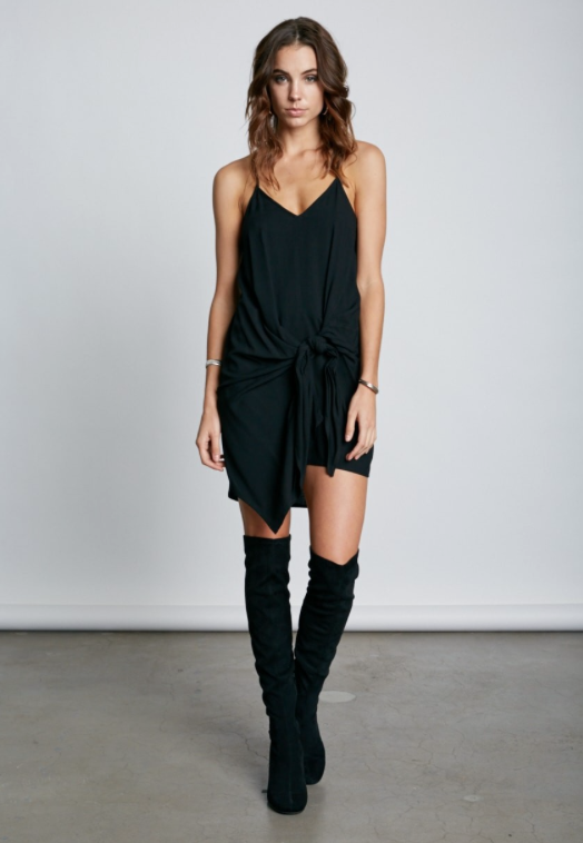 Fashion Tie-Up Black Dress