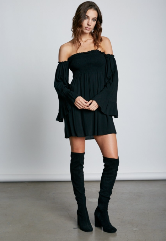 Summer Off Shoulder Black Dress
