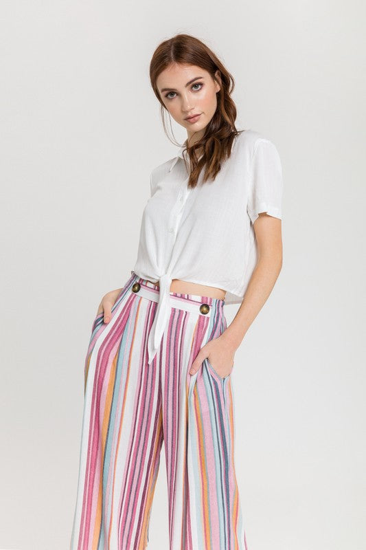 Fashion Summer Multi-Color Stripe Palazzo Pants