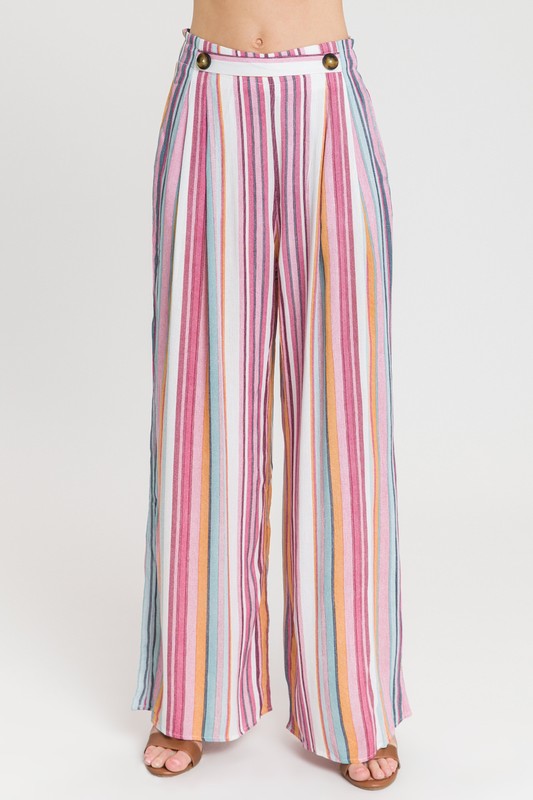 Fashion Summer Multi-Color Stripe Palazzo Pants