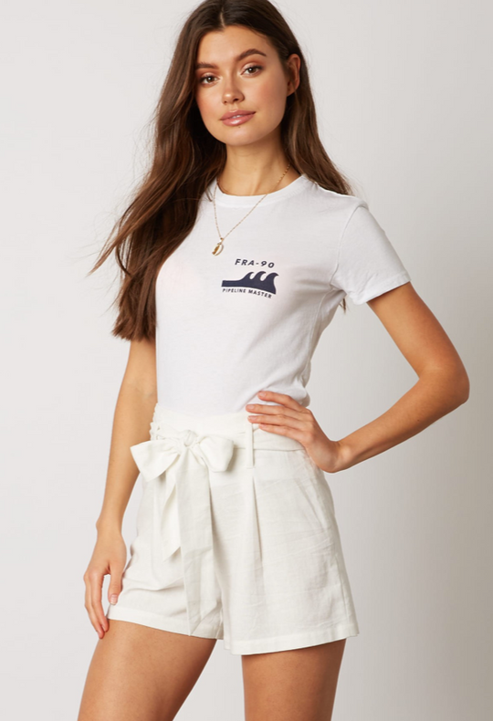 Fashion Summer White Tie-Up High Waisted Shorts