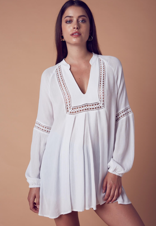 Summer White Lace Long Sleeve Tunique