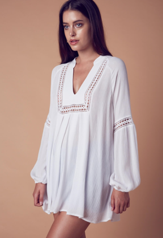 Summer White Lace Long Sleeve Tunique