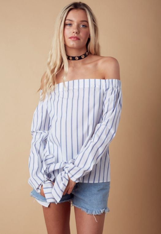 Summer Marine Off Shoulder Top