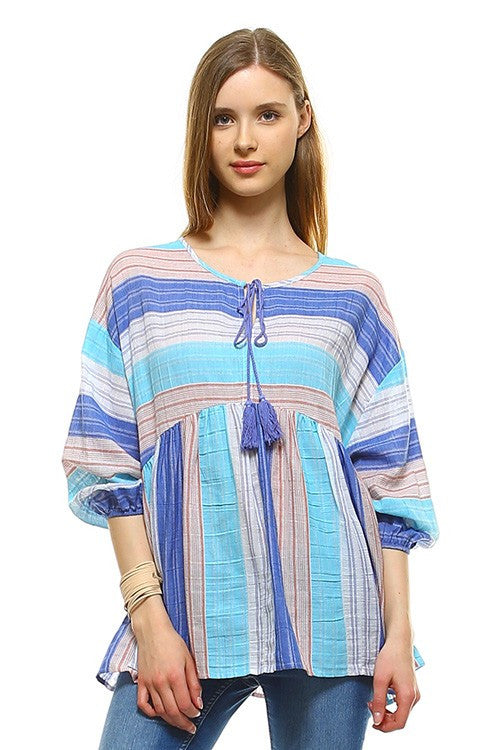 Summer Multi-Color Striped Blouse