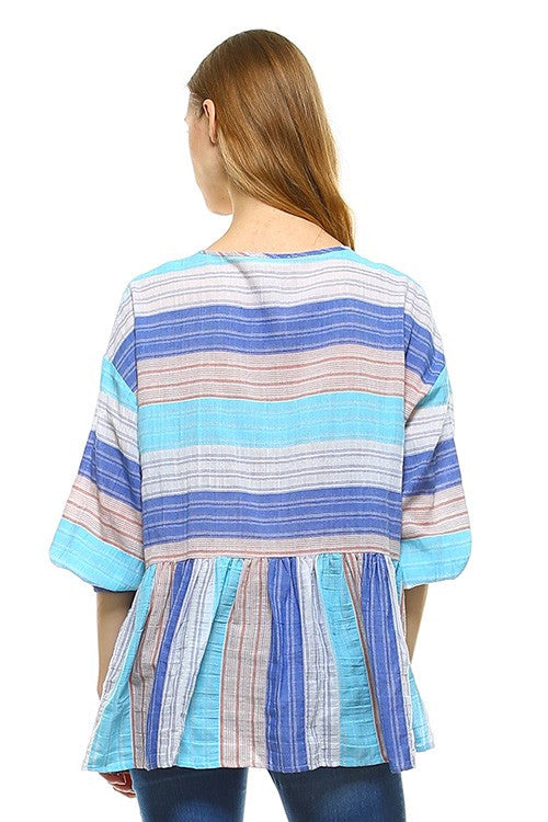 Summer Multi-Color Striped Blouse