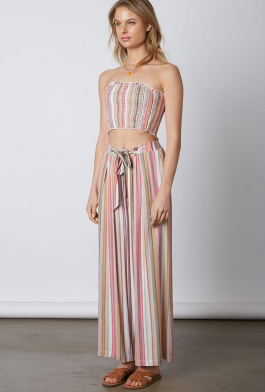 Summer Strapless Multi-Color Marine Elastic Top