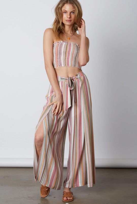 Summer Multi-Color Marine Tie-Up Cut Out Pants