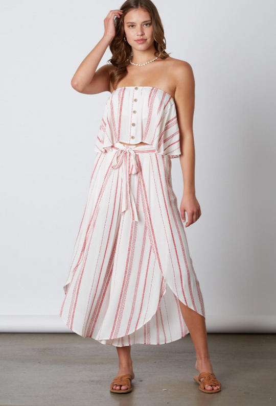 Summer Red Marine Tie-Up Cut Out Pants